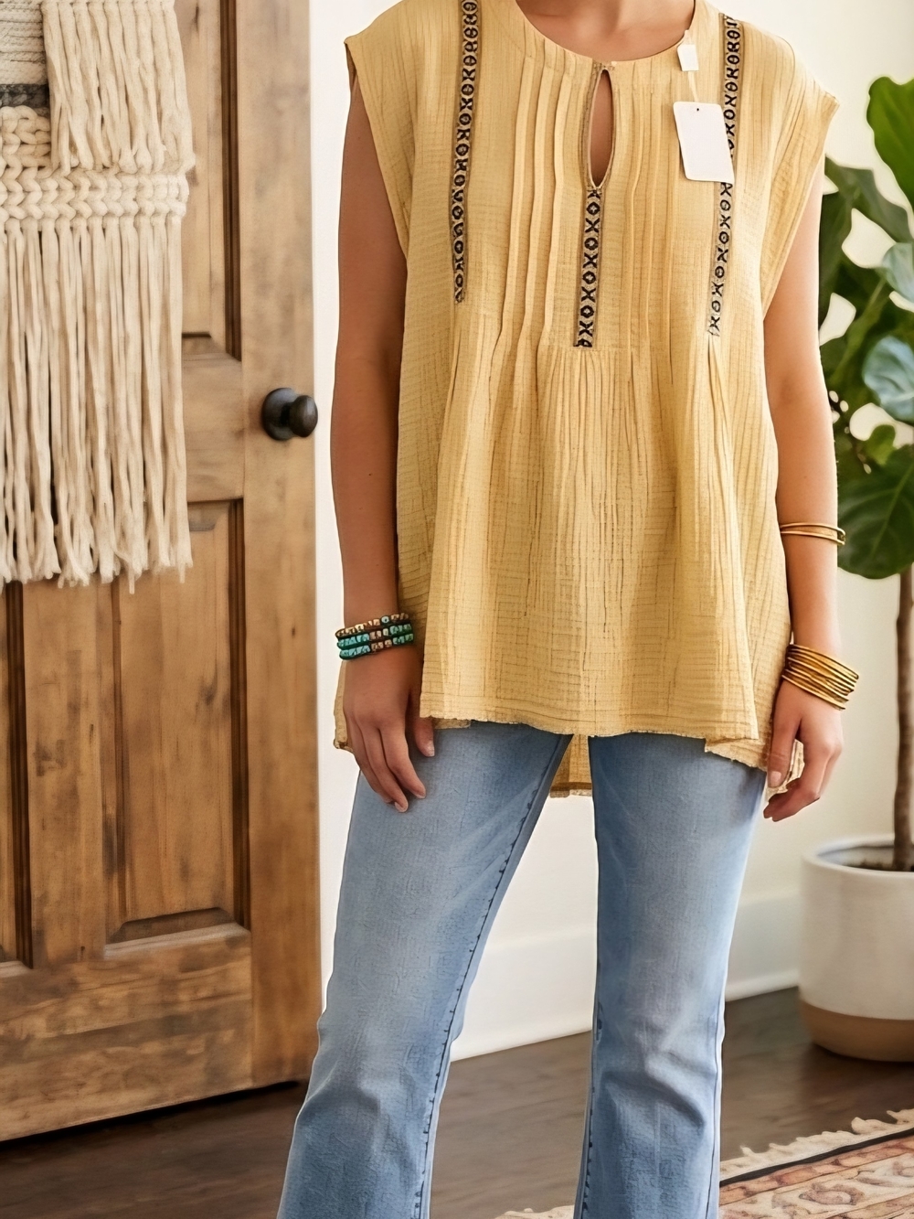 Oli & Hali S/M Oversize Top Boho